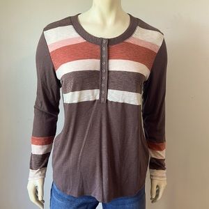 (NWOT) Maurices Womens XL Henley striped long sleeve shirt